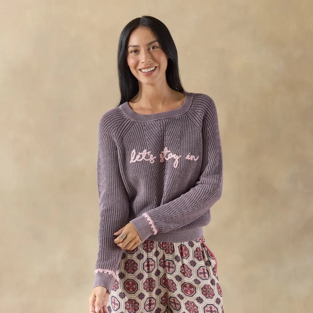 Sundance Catalog Let’s Stay In Long Sleeve Knit Sweater Women’s Size M EUC